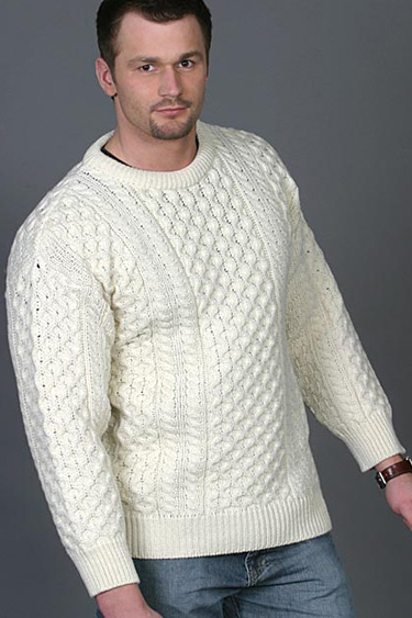 Aran Crafts Mens Aran Crewneck Sweater Crew Neck