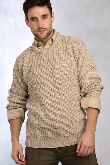 Aran Crafts Mens Ribbed Crewneck Sweater Crew Neck