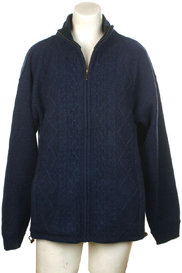 Carraig Donn Irish Aran Wool Sweater Lined Cable Knit Cardigan